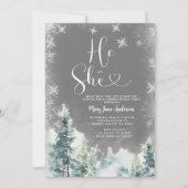 冬の彼と彼女の白い雪の結晶ジェンダー明かす 招待状 (正面)