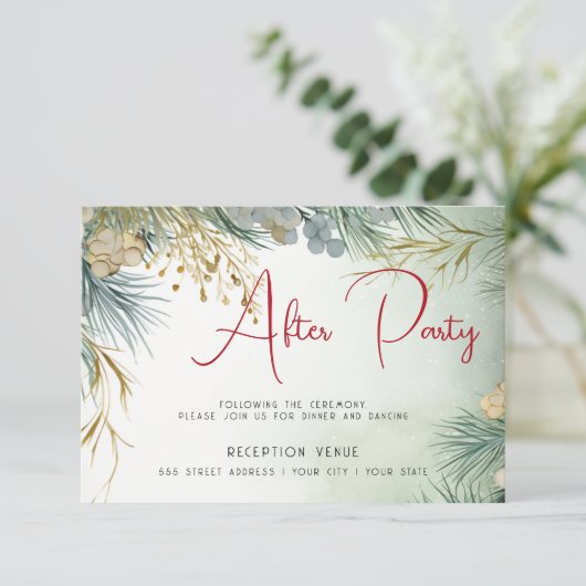 冬の後のパーティー水色の緑 招待状 (スタンド正面)