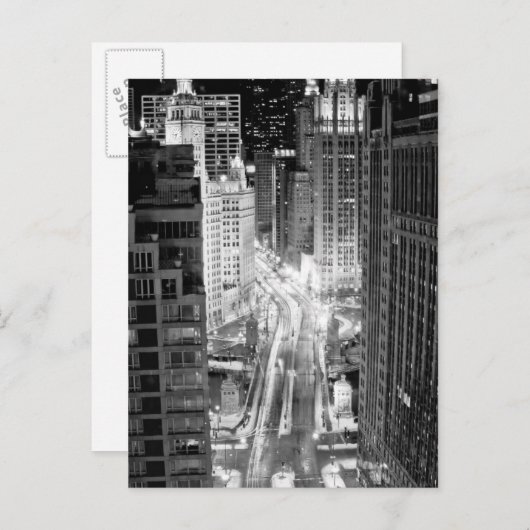 冬の後シカゴの北ミシガン通り ポストカード (正面/裏面)