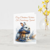 冬の心地よい冬が訪れる特別なウサギ カード (黄色い花)