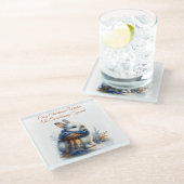 冬の心地よい冬が訪れる特別なウサギ ガラスコースター (アングル)