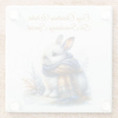 冬の心地よい冬が訪れる特別なウサギ ガラスコースター (裏面)