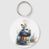 冬の心地よい冬が訪れる特別なウサギ キーホルダー (正面)