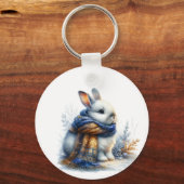 冬の心地よい冬が訪れる特別なウサギ キーホルダー (正面)