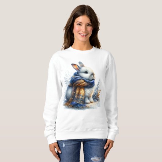 冬の心地よい冬が訪れる特別なウサギ スウェットシャツ (正面フル)