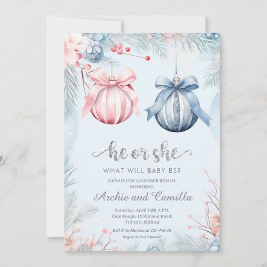 冬の性別が彼または彼女のパーティーを明らかにする 招待状 (正面)