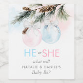 冬の性別が赤ちゃんシャワーのワインラベルセットを明らかにする ワインラベル (シングルラベル)