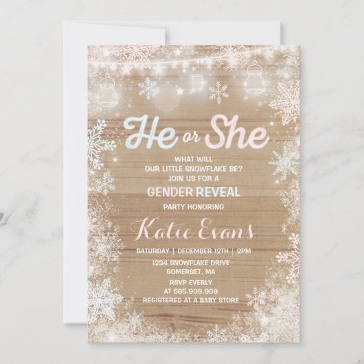 冬の性別の明らかな招待状の明素朴らかさ 招待状 (正面)