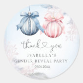 冬の性別の表示パーティー ラウンドシール (正面)