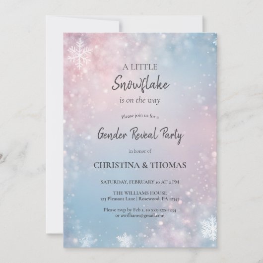 冬の性別の表示パーティー 招待状 (正面)