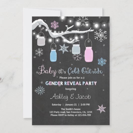 冬の性別発表招待状 It's Cold Outside 招待状 (正面)