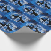 冬の恋のキスをする渦に巻き込まれたトナカイの夫婦 ラッピングペーパー (角)