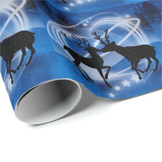 冬の恋のキスをする渦に巻き込まれたトナカイの夫婦 ラッピングペーパー (ロールコーナー)