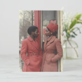 冬の恋:黒いカップルの親密な瞬間 招待状 (スタンド正面)