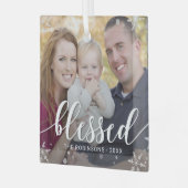 冬の恵みカスタムのフォトクリスマス装飾 ガラスオーナメント (正面左)