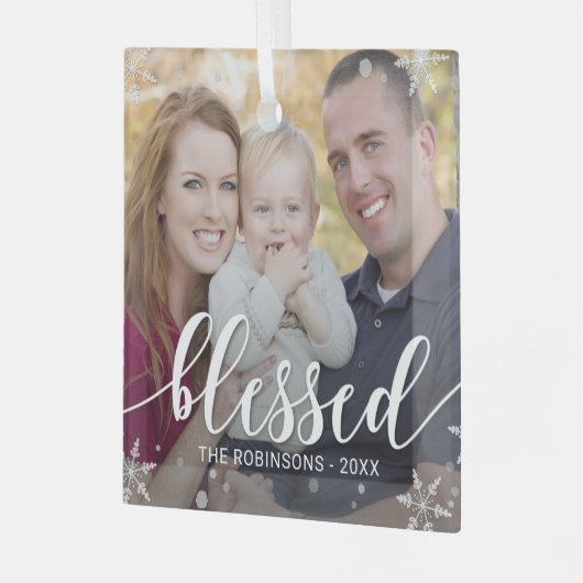 冬の恵みカスタムのフォトクリスマス装飾 ガラスオーナメント (正面左)