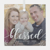 冬の恵みカスタムのフォトクリスマス装飾 ガラスオーナメント (正面)