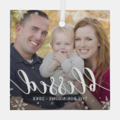 冬の恵みカスタムのフォトクリスマス装飾 ガラスオーナメント (裏面)