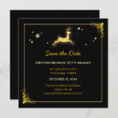 冬の恵みトナカイ結婚式の日付を保存 セーブザデート (正面/裏面)