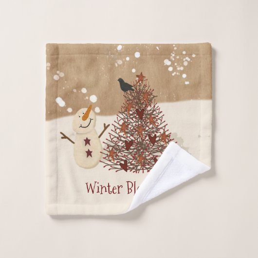 冬の恵み雪だるまタオルセット バスタオルセット (ウォッシュタオル)