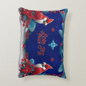 冬の恵み:(鳥)ショウジョウコウカンチョウ&クロスクリスマス アクセントクッション (裏面(縦))