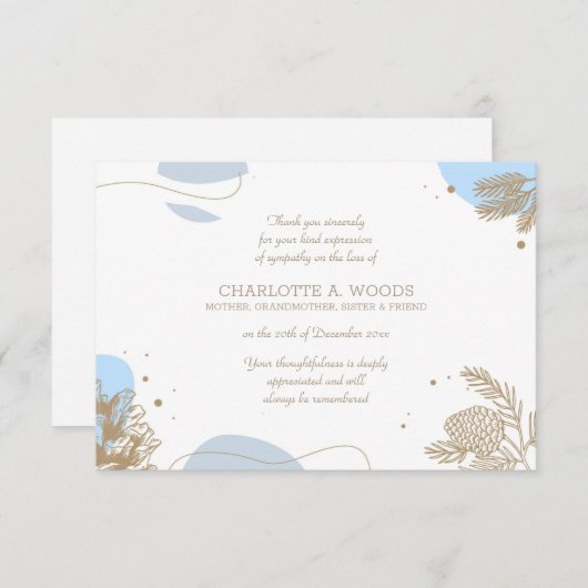 冬の悔やみや弔慰サンキューカード サンキューカード (正面/裏面)