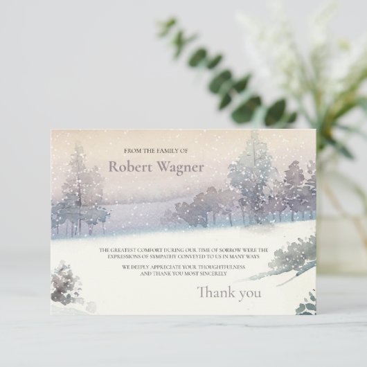 冬の悔やみや弔慰サンキューカード 招待状 (スタンド正面)