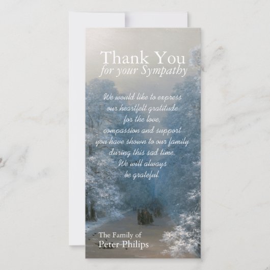 冬の悔やみや弔慰サンキューフォトカード サンキューカード (正面)