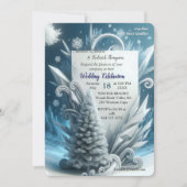 冬の情景と雪と氷の結晶を捉えたアート 招待状 (正面)