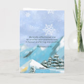 冬の情景ローマ12:10兄弟の愛のクリスマス カード (裏面)