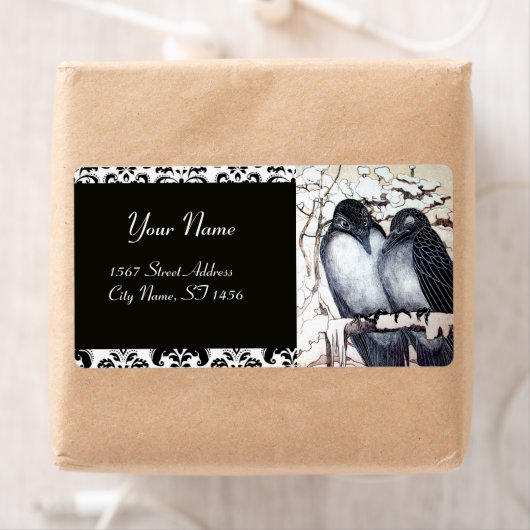 冬の愛の鳥、ダマスク ラベル (インサイチュ)