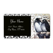 冬の愛の鳥、ダマスク ラベル (正面)