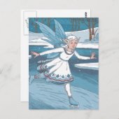 冬の愛らしい氷のスケートで滑るの妖精で森 ポストカード (正面/裏面)