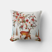 冬の愛バードクリスマスツリーの水色 クッション (正面)