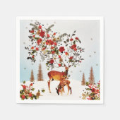 冬の愛バードクリスマスツリーの水色 スタンダードカクテルナプキン (正面)