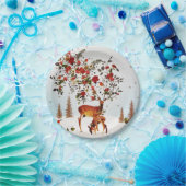 冬の愛バードクリスマスツリーの水色 ペーパープレート (パーティー)