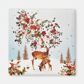 冬の愛バードクリスマスツリーの水色 マグネット (正面)