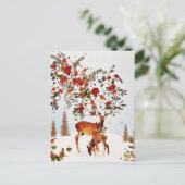 冬の愛バードクリスマスツリーの水色 案内ポストカード (スタンド正面)