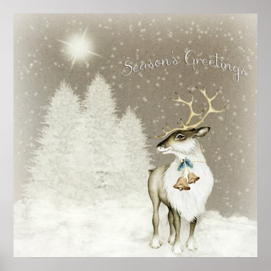冬の愛素朴らしいトナカイ ポスター (正面)