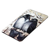 冬の愛鳥の雪の黒と白のスケッチ マグネット (左側)