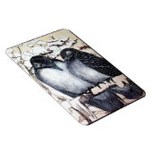 冬の愛鳥の雪の黒と白のスケッチ マグネット (右側)