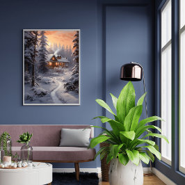 冬の抱擁：氷と雪に包まれた家 ポスター