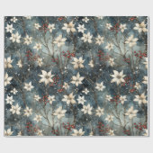 冬の抱擁，白ポインセチア，クリスマス ラッピングペーパー (フラット)