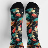 冬の抽象芸術ソックスティール(緑がかった色)、金ゴールド、および赤 ソックス (上部)