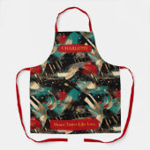 冬の抽象芸術ブラシストロークエプロン名前をカスタムする エプロン (正面)