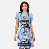 冬の抽象芸術モダンエプロンと名前をカスタムする エプロン (着用した状態)