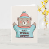 冬の挨拶にクマのかわいい時期が近づく カード (黄色い花)