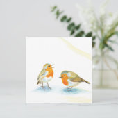 冬の挨拶に2つの赤いロビン カード (スタンド正面)