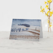 冬の挨拶状の圧延分野 カード (黄色い花)