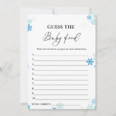 冬の推測ベビー食べ物ベビーシャワーゲームカード 招待状 (正面)